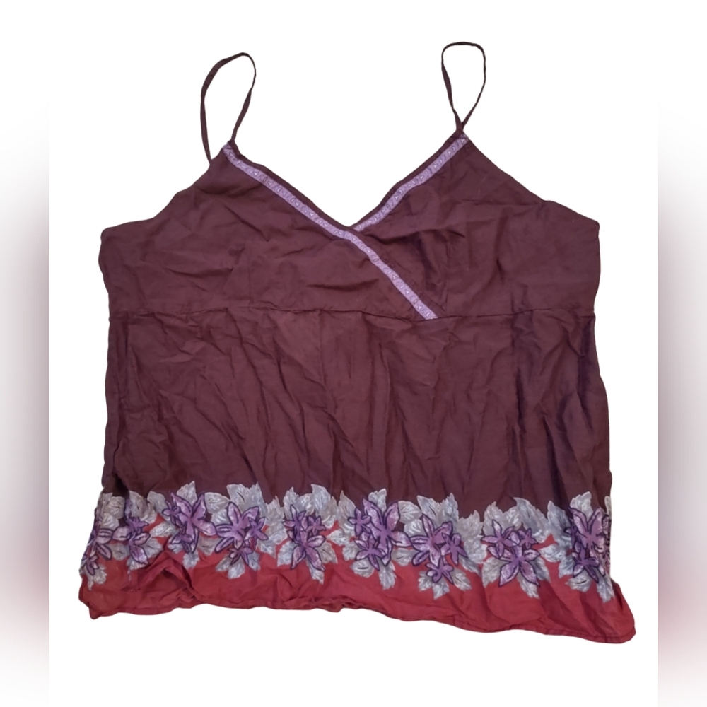 Floral Embroidered Women's Top - Purple and Red